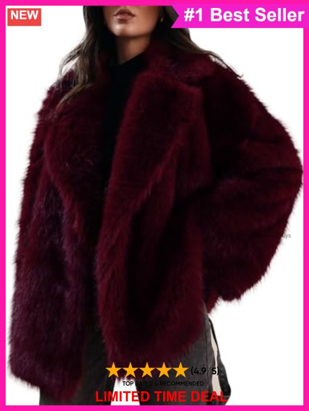 Faux Fur Coat Notched Lapel Snap Button Long Sleeve Winter Outerwear